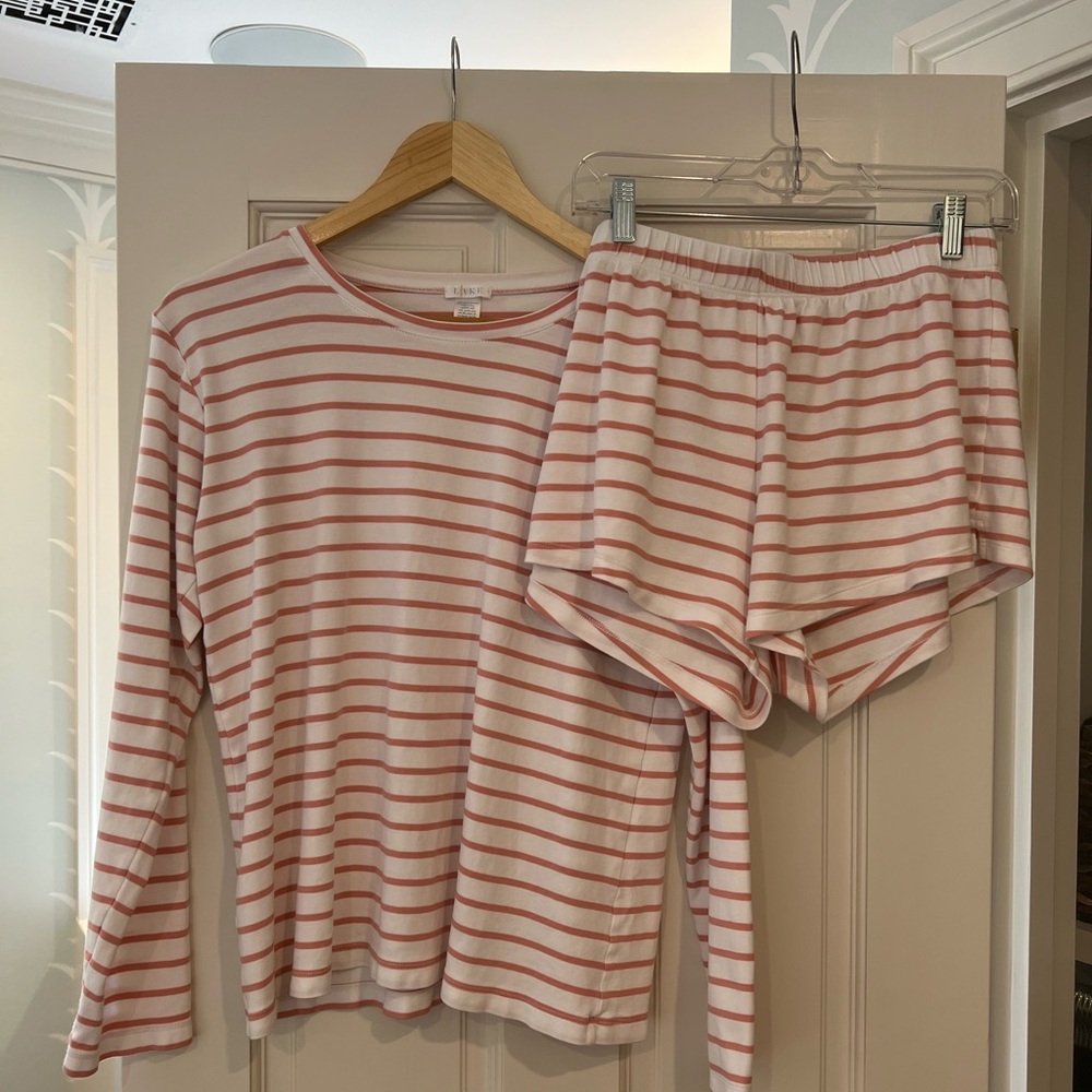 Lake Pima Long-Short Pajama Set Pink Stripe